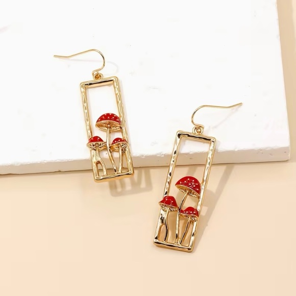 Mushroom Dangle Bohemian Earrings New Modern - Picture 3 of 4